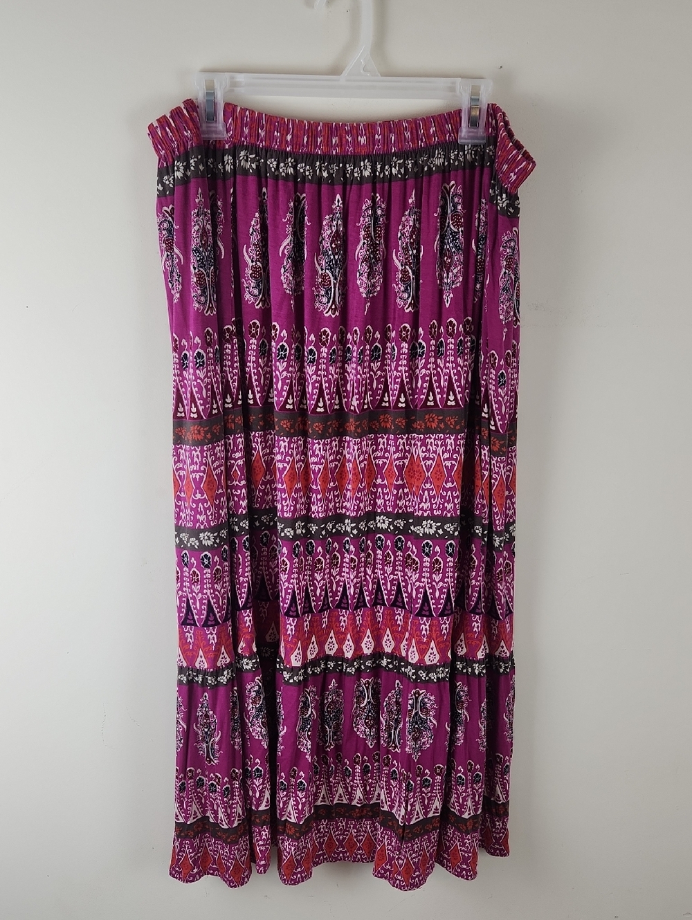 Boho Purple Printed Maxi Skirt with Elastic Waist XL So Soft!!!